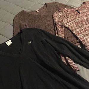 Lot of three cardigan sweaters one Lacoste